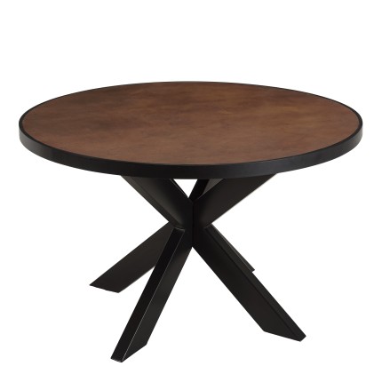 BASILE Dining Table 120x120 Rust Colour with Stone Effect