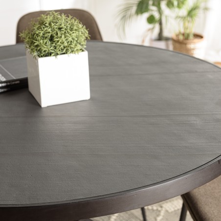 Table à manger BASILE 120x120cm noir effet pierre