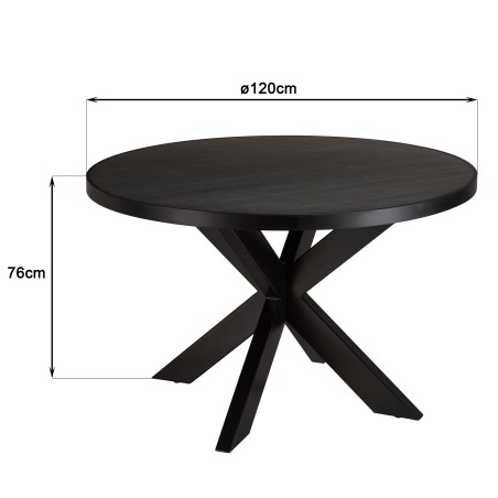 Table à manger BASILE 120x120cm noir effet pierre