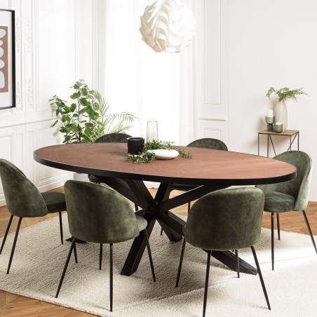 Table à manger BASILE 220x110 couleur rouille effet pierre