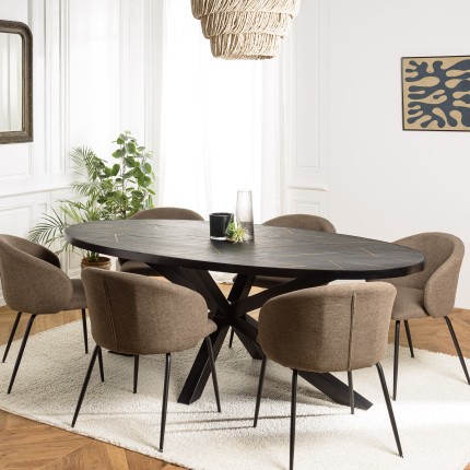 Table à manger BASILE 220x110cm effet pierre doré