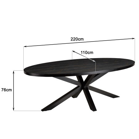 Table à manger BASILE 220x110cm effet pierre doré