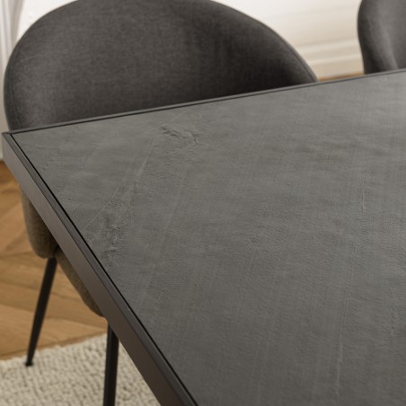 BASILE Dining Table 220x100cm Black Stone Effect Top