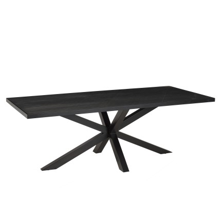 Table à manger BASILE 220x100cm plateau noir effet pierre
