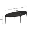 BASILE Oval Coffee Table 131x65cm Black Stone Effect with Metal Legs