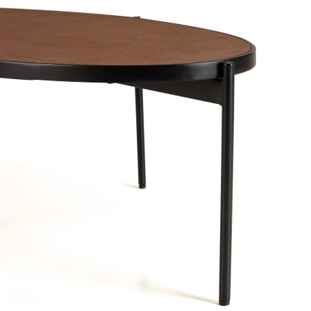 BASILE Oval Coffee Table 131x65cm Rust Color with Stone Effect