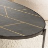 Table basse ovale BASILE - Effet pierre et motifs dorés