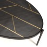 Table basse ovale BASILE - Effet pierre et motifs dorés