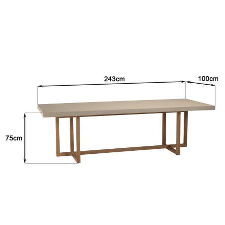 WALLY Rectangular Dining Table 243x100cm in Beige Concrete