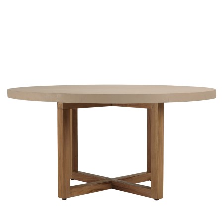 Table à manger ronde WALLY 153x153cm béton beige teck
