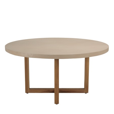 Table à manger ronde DAK 153x153cm béton beige teck
