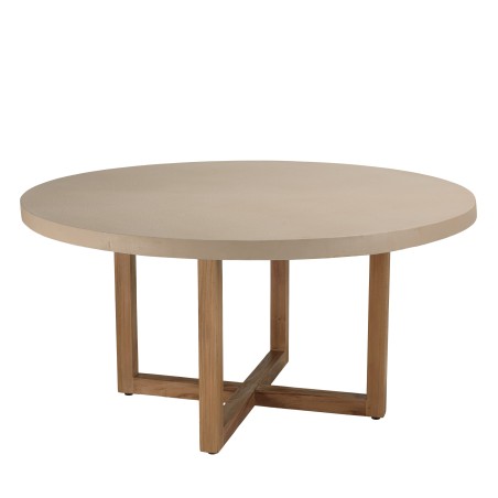 Table à manger ronde DAK 153x153cm béton beige teck