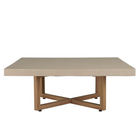 WALLY Square Coffee Table 107x107cm - Beige Concrete & Teak Legs
