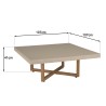 WALLY Square Coffee Table 107x107cm - Beige Concrete & Teak Legs