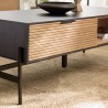 Table basse CHARLIE marron et noire 2 tiroirs 1 niche