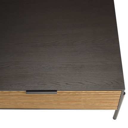 Table basse CHARLIE marron et noire 2 tiroirs 1 niche