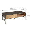 Table basse CHARLIE marron et noire 2 tiroirs 1 niche