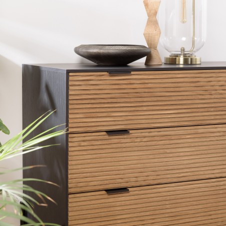 CHARLIE - Brown and Black Chest of Drawers with 3 Drawers