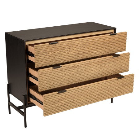 CHARLIE - Brown and Black Chest of Drawers with 3 Drawers