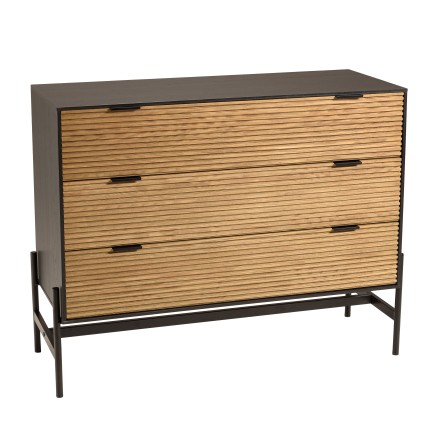Commode CHARLIE marron et noire 3 tiroirs