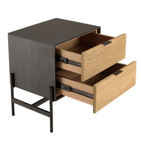 CHARLIE Brown and Black Bedside Table with 2 Drawers