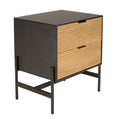 CHARLIE Brown and Black Bedside Table with 2 Drawers