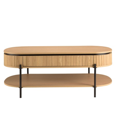 Table basse CHARLIE marron 2 tiroirs rétro