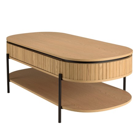 CHARLIE - Brown Coffee Table with 2 Drawers in Retro Style