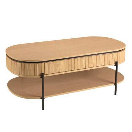 Table basse CHARLIE marron 2 tiroirs rétro