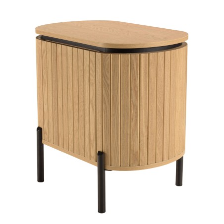 CHARLIE - Brown Bedside Table with 1 Door in Retro Style