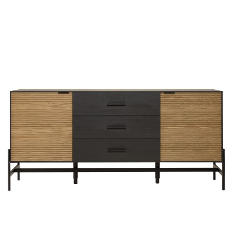 CHARLIE Brown and Black Sideboard with 3 Drawers and 2 Doors