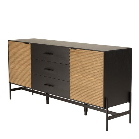 CHARLIE Brown and Black Sideboard with 3 Drawers and 2 Doors