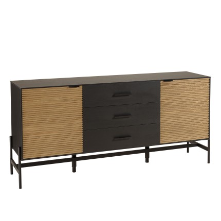 CHARLIE Brown and Black Sideboard with 3 Drawers and 2 Doors