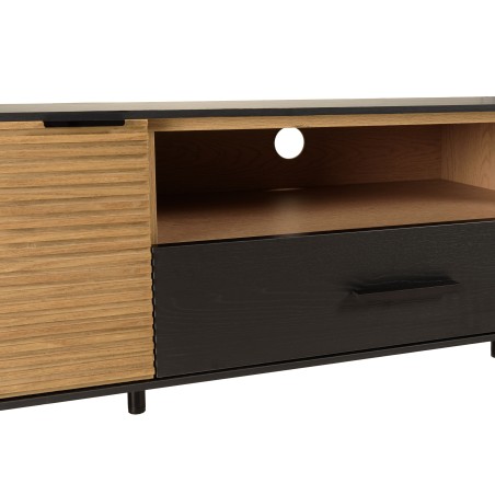 CHARLIE Brown and Black TV Stand with 2 Doors, 1 Drawer and 1 Compartment
