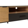 CHARLIE Brown and Black TV Stand with 2 Doors, 1 Drawer and 1 Compartment