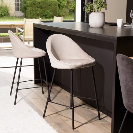 TOM - Set of 2 Buff Velvet Island Stools