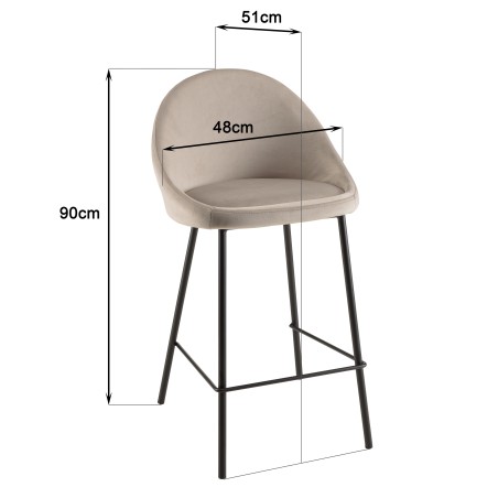 Lot de 2 tabourets d'îlot velours chamois TOM