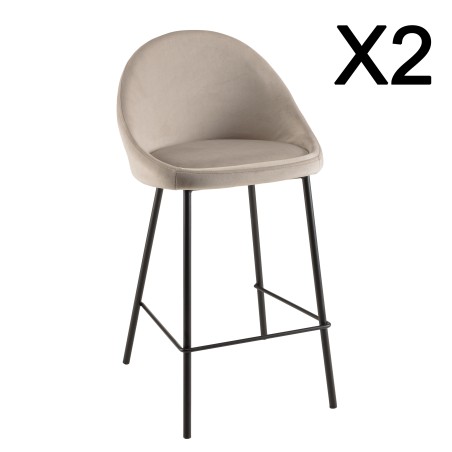 Lot de 2 tabourets d'îlot velours chamois TOM