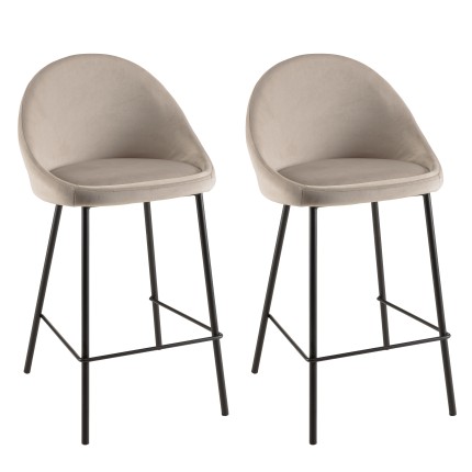 TOM - Set of 2 Buff Velvet Island Stools
