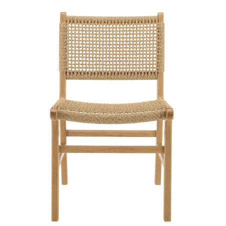 Lot 2 chaises jardin Valeria teck naturel rotin beige