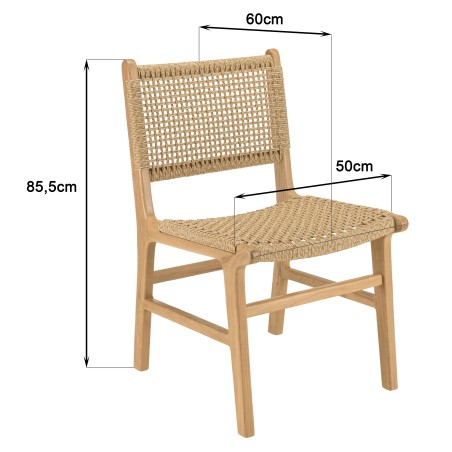 Lot 2 chaises jardin Valeria teck naturel rotin beige