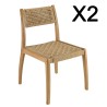 Lot 2 chaises jardin teck rotin synthétique beige