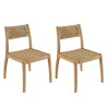 VALERIA Set of 2 Teak Garden Chairs - Beige Woven Rattan