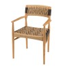 Lot de 2 fauteuils jardin VALERIA - Teck et rotin synthétique beige/noir