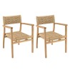 VALERIA - Set of 2 Teak Garden Armchairs in Synthetic Rattan | Diamond Pattern