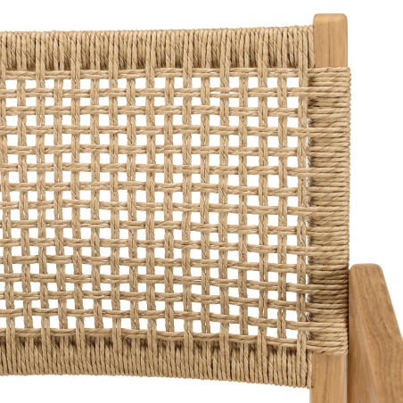 Lot de 2 fauteuils jardin teck naturel rotin synthétique