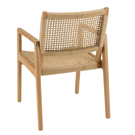 Lot de 2 fauteuils jardin teck naturel rotin synthétique