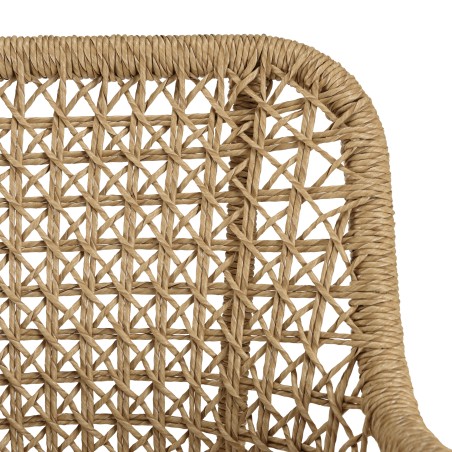 VALERIA Set of 2 Garden Armchairs - Synthetic Rattan & Teak with White Cushion