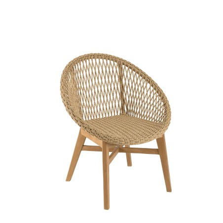 Lot de 2 fauteuils jardin arrondi teck rotin synthétique