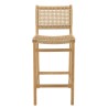 VALERIA Set of 2 Beige Synthetic Rattan Teak Garden Bar Stools